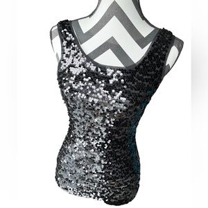 BCBG MAX AZRIA BLACK Sequined Tank Top